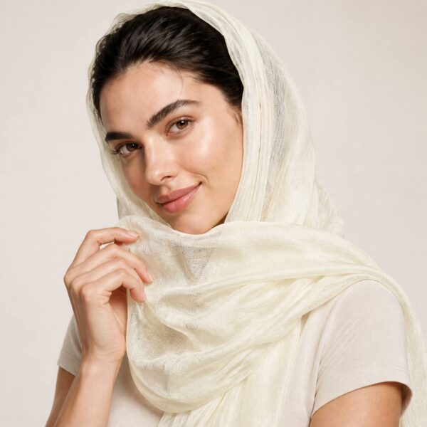 شال ابریشم حصیری طرح ساده دور چرخ‌دوز